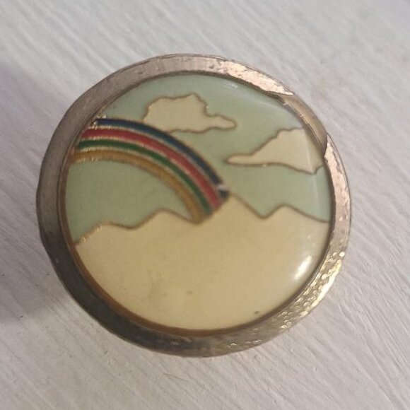 Rainbow In The Clouds Vintage Lapel Pin Tie Tack - Picture 2 of 5